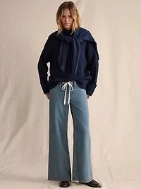 Mid-Rise Wide-Leg Drawstring Jean