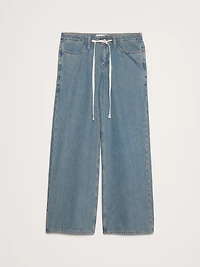 Mid-Rise Wide-Leg Drawstring Jean