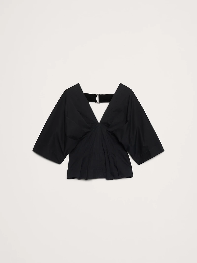 Stretch-Cotton Pleated Top