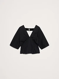 Stretch-Cotton Pleated Top