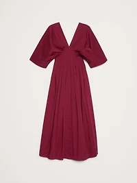 Stretch-Cotton Pleated Maxi Dress