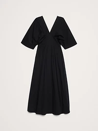 Stretch-Cotton Pleated Maxi Dress