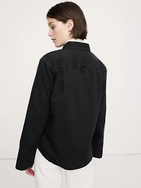 Denim Button-Sleeve Shirt