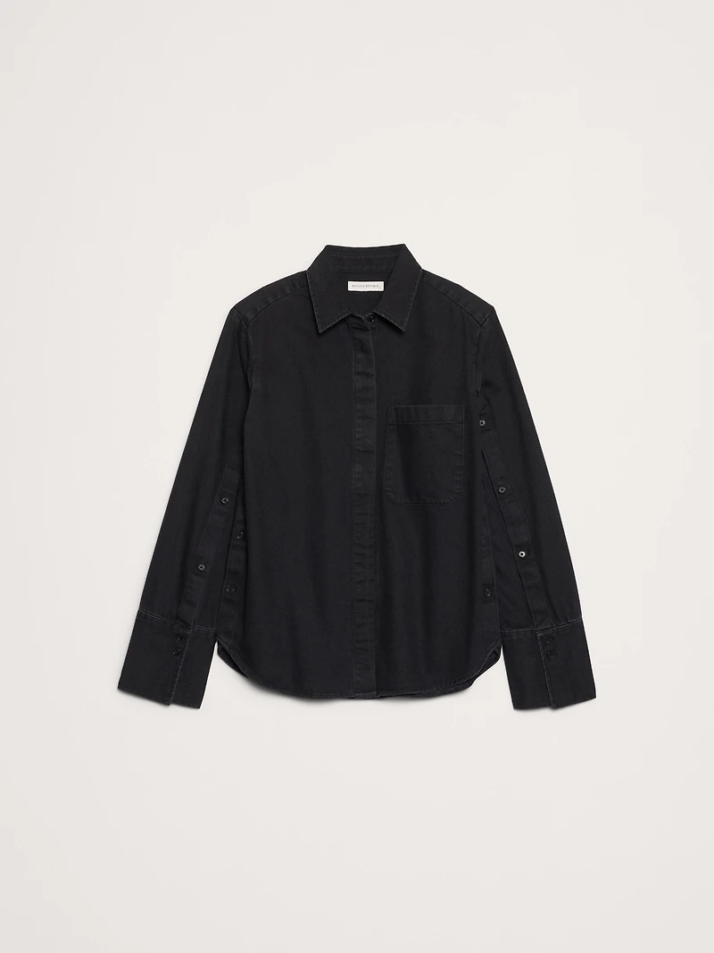 Denim Button-Sleeve Shirt