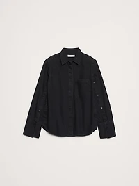 Denim Button-Sleeve Shirt