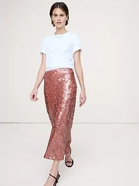 Bias-Cut Sequin Maxi Skirt