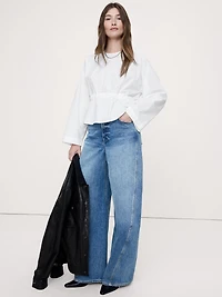 Cotton Poplin Cinch-Waist Top