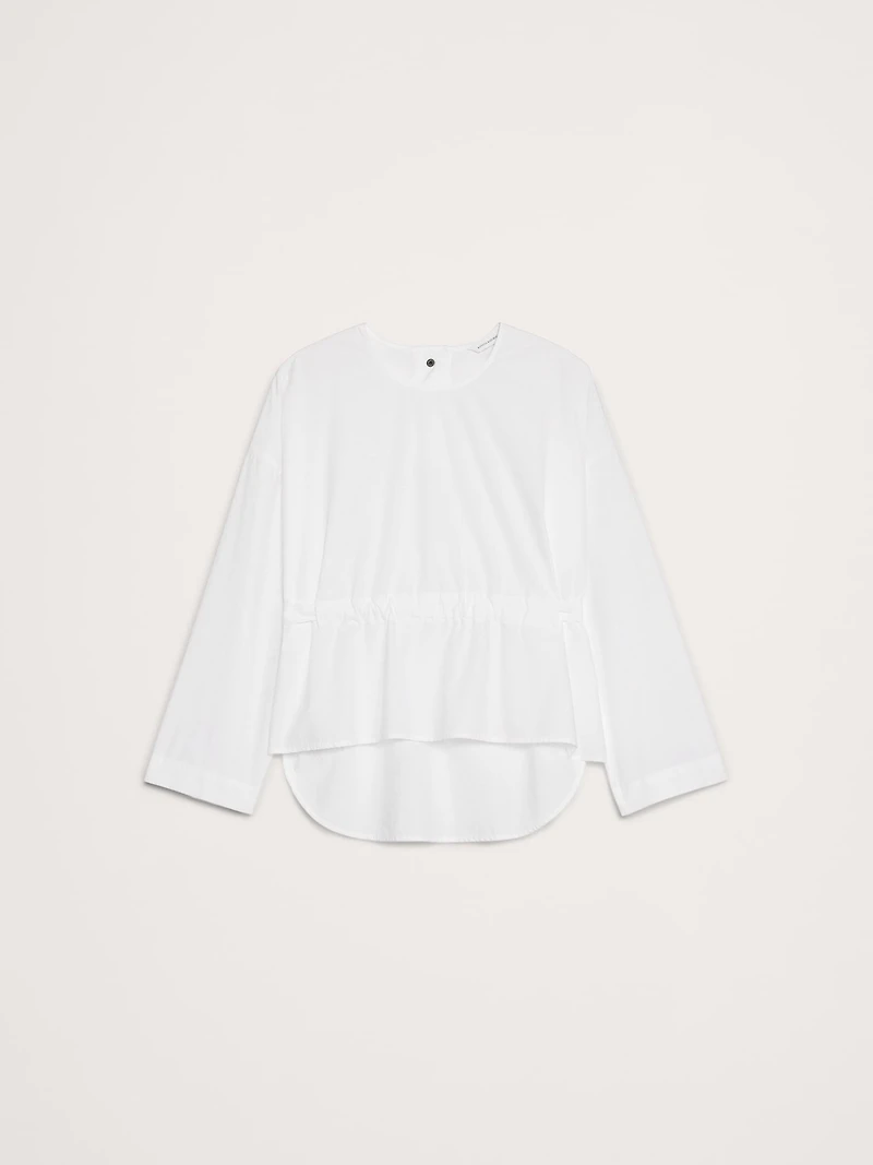 Cotton Poplin Cinch-Waist Top