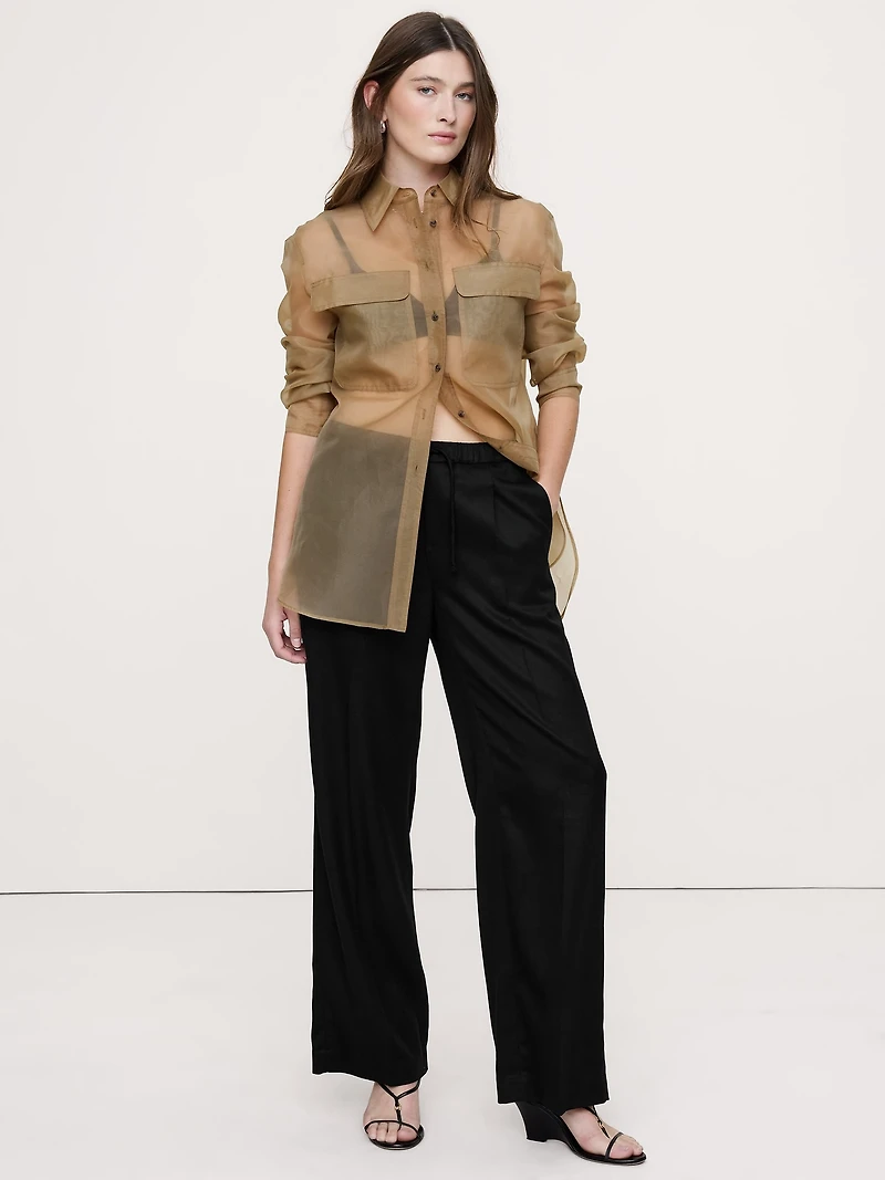 Mid-Rise Wide-Leg Drapey TENCEL™ Pull-On Pant