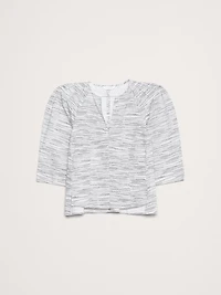 Stretch-Cotton Volume-Sleeve Top