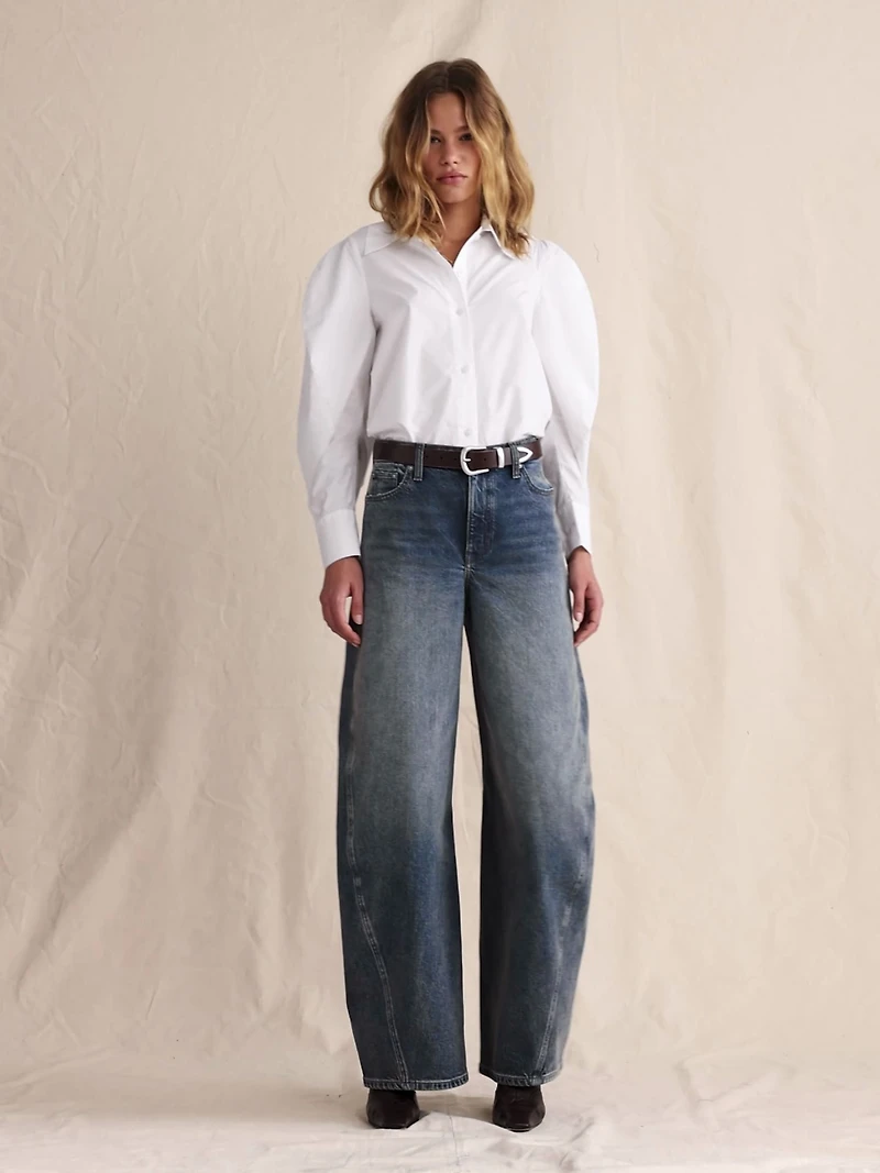 High-Rise Loose Barrel Jean