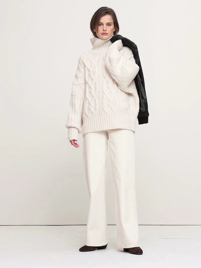 Italian Merino-Blend Mixed-Stitch Sweater