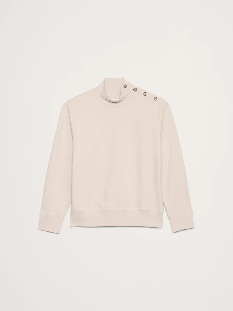 French Terry Button-Shoulder Sweatshirt