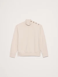 French Terry Button-Shoulder Sweatshirt
