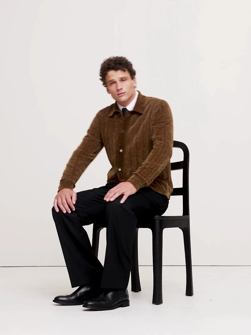 Chenille Polo Cardigan