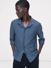 Herringbone Cotton Long-Sleeve Resort Shirt