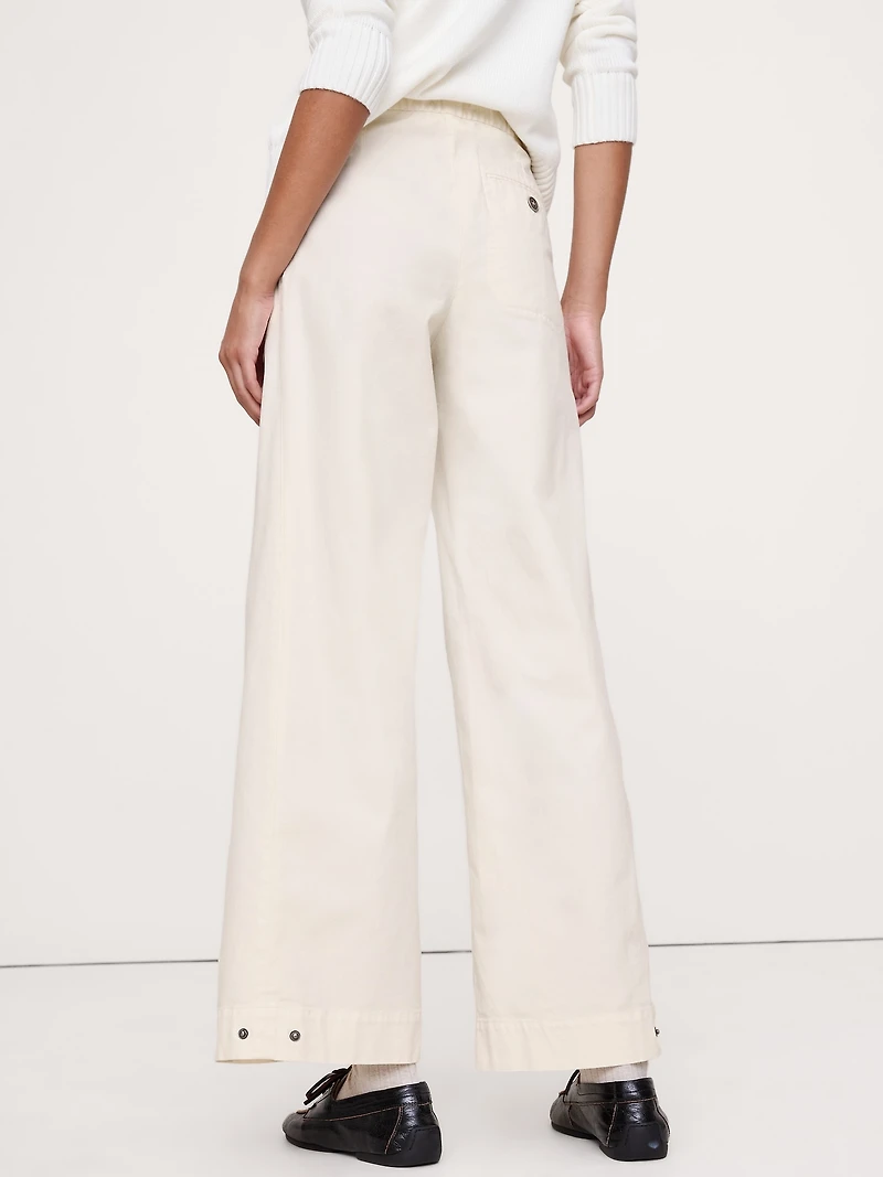 High-Rise Stretch-Canvas Sailor Pant