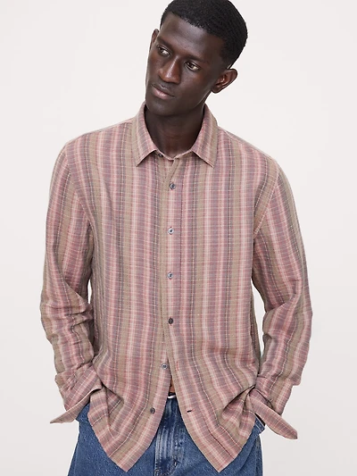 Standard-Fit Linen-Cotton Shirt