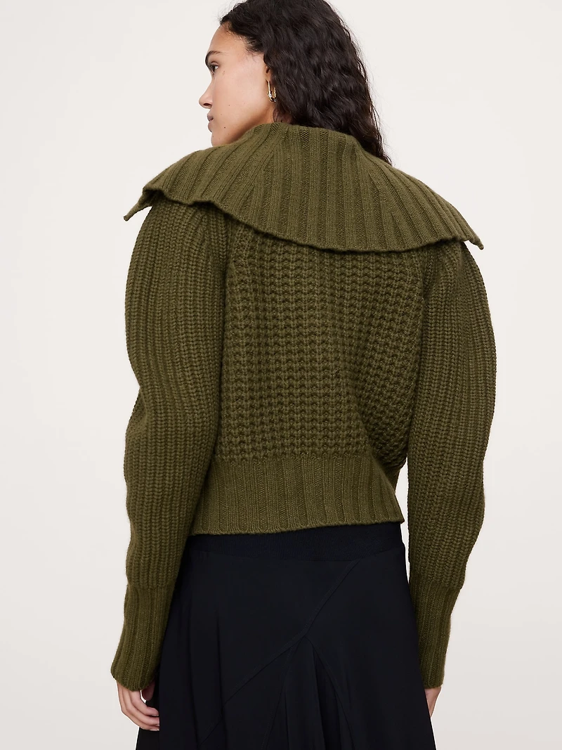 Merino-Cotton Cropped Cardigan