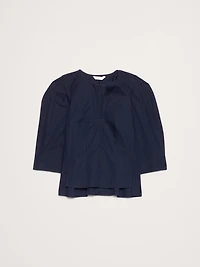 Stretch-Cotton Volume-Sleeve Top