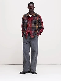 Plaid Bouclé Shirt Jacket