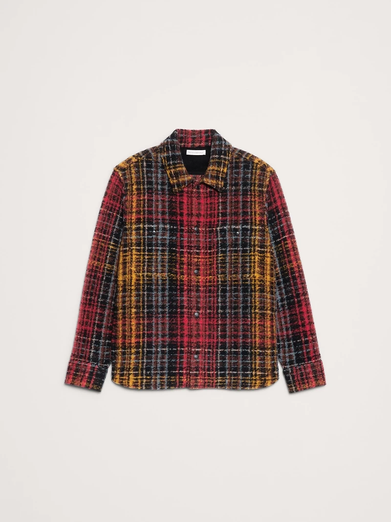 Plaid Bouclé Shirt Jacket