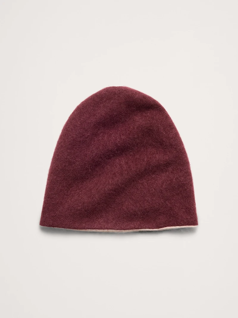 Reversible Brushed Wool-Cashmere Beanie