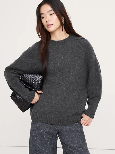 Oversized Merino-Cotton Crew-Neck Sweater