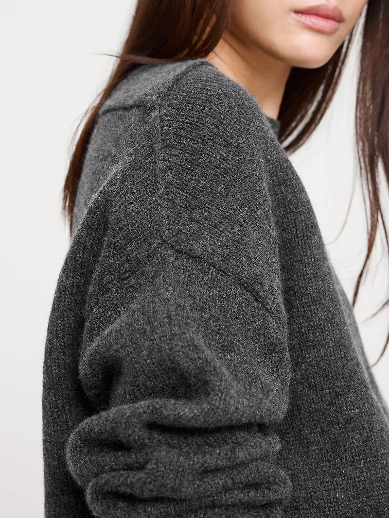 Oversized Merino-Cotton Crew-Neck Sweater