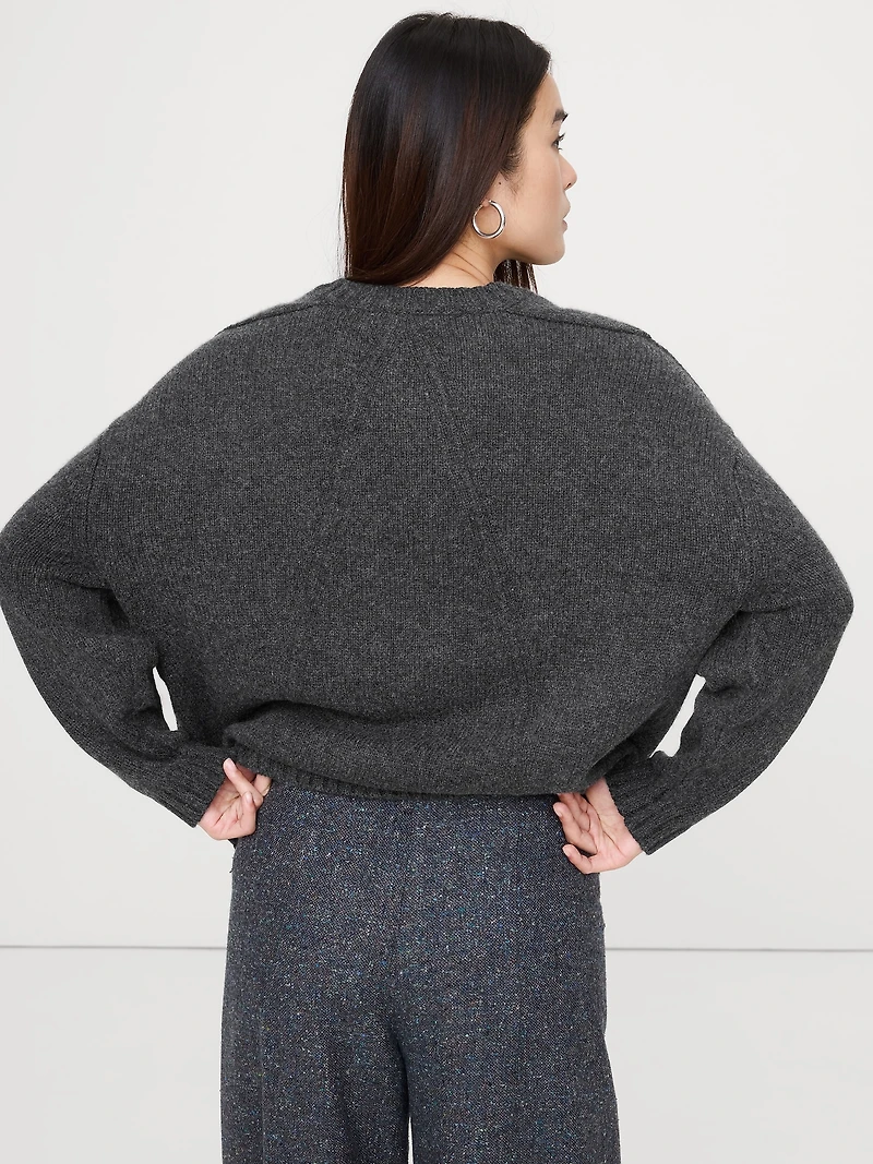Oversized Merino-Cotton Crew-Neck Sweater
