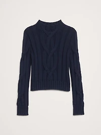 Cotton-Blend Cable-Knit Cropped Sweater