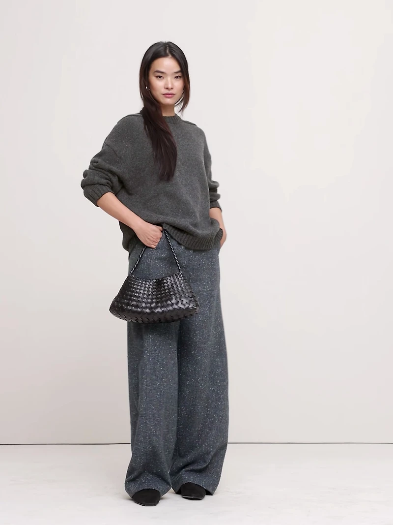 Oversized Merino-Cotton Crew-Neck Sweater