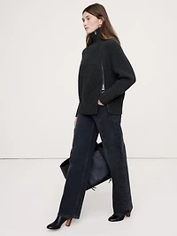 Merino-Cotton Asymmetrical Zip Sweater