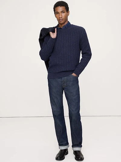 Cotton-Linen Blend Crew-Neck Sweater