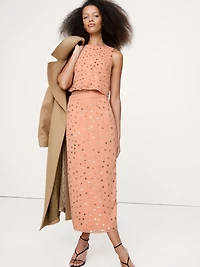 Embellished Chiffon Open-Back Tank