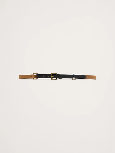 Two-Tone Leather Skinny Utility Belt