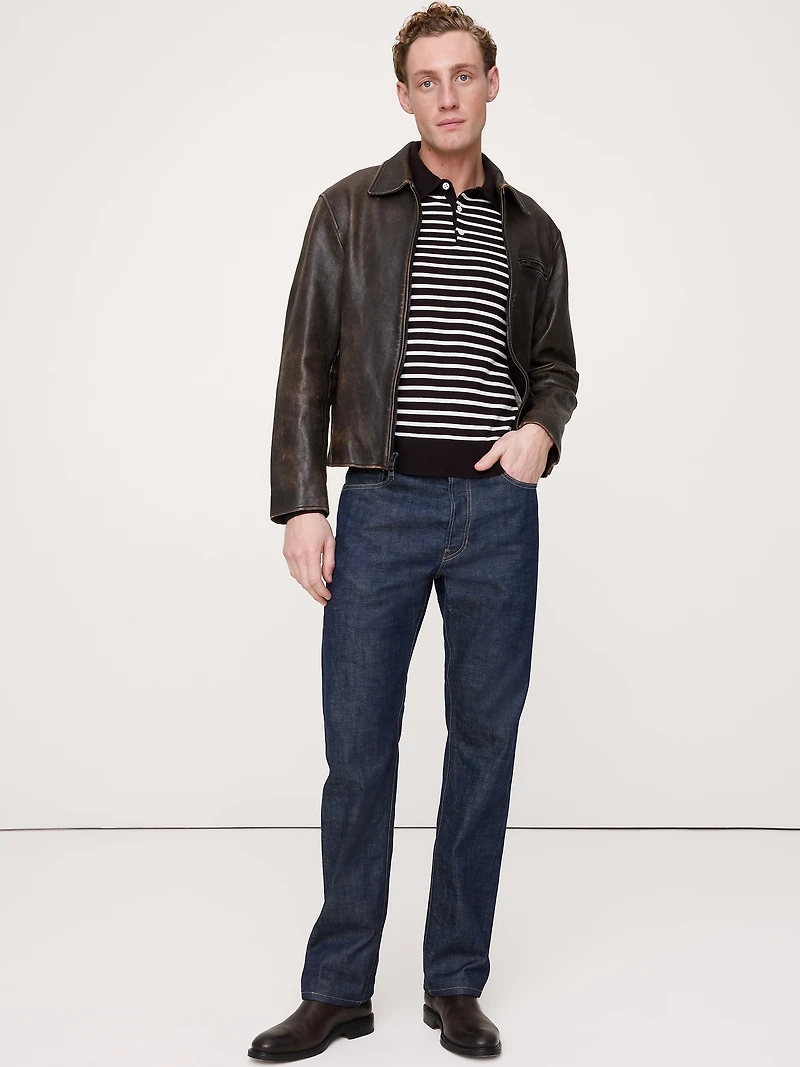 Merino Stripe Long-Sleeve Sweater Polo