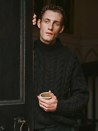 Italian Merino-Blend Mock-Neck Sweater