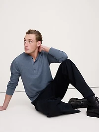 Slub Double-Knit Henley T-Shirt