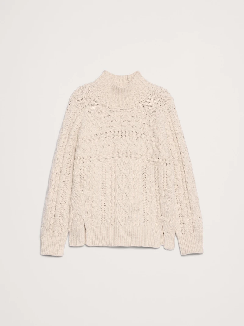 Merino-Cotton Cable-Knit Sweater
