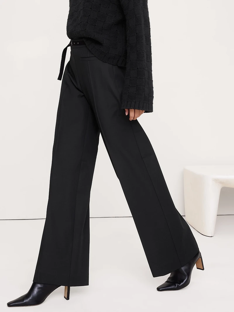Mid-Rise Wide-Leg City Stretch Pant