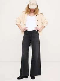 Mid-Rise Wide-Leg Drawstring Jean