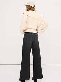 Mid-Rise Wide-Leg Drawstring Jean