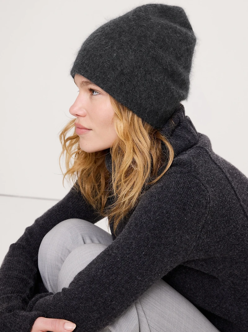 Reversible Brushed Wool-Cashmere Beanie