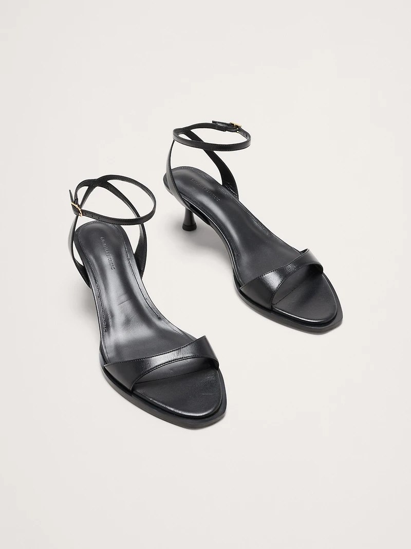 Italian Leather Kitten-Heel Sandal