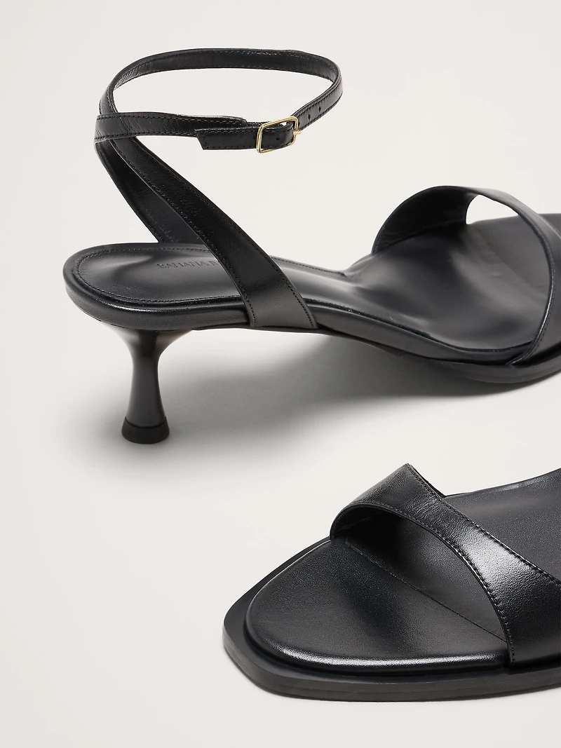 Italian Leather Kitten-Heel Sandal