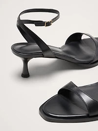 Italian Leather Kitten-Heel Sandal