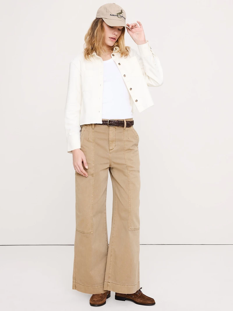 Denim Cropped Utility Shirt