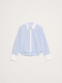 Cropped Cotton Polin Shirt with Elbow Patches