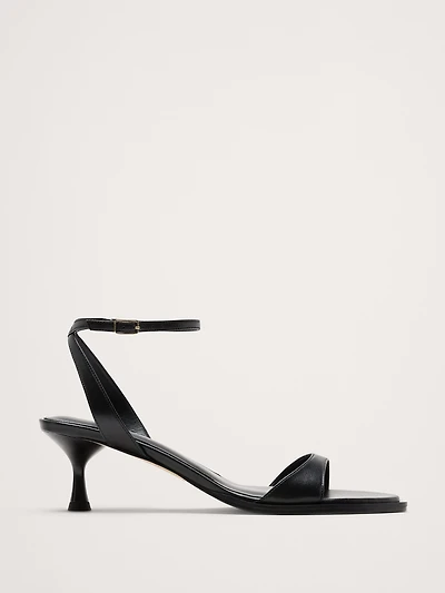 Italian Leather Kitten-Heel Sandal